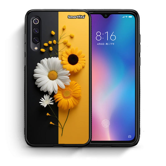 Θήκη Xiaomi Mi 9 Yellow Daisies από τη Smartfits με σχέδιο στο πίσω μέρος και μαύρο περίβλημα | Xiaomi Mi 9 Yellow Daisies case with colorful back and black bezels