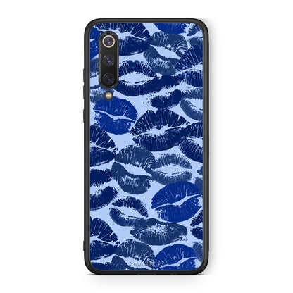 Θήκη Xiaomi Mi 9 SE Blue Lipstick Kisses από τη Smartfits με σχέδιο στο πίσω μέρος και μαύρο περίβλημα | Xiaomi Mi 9 SE Blue Lipstick Kisses case with colorful back and black bezels