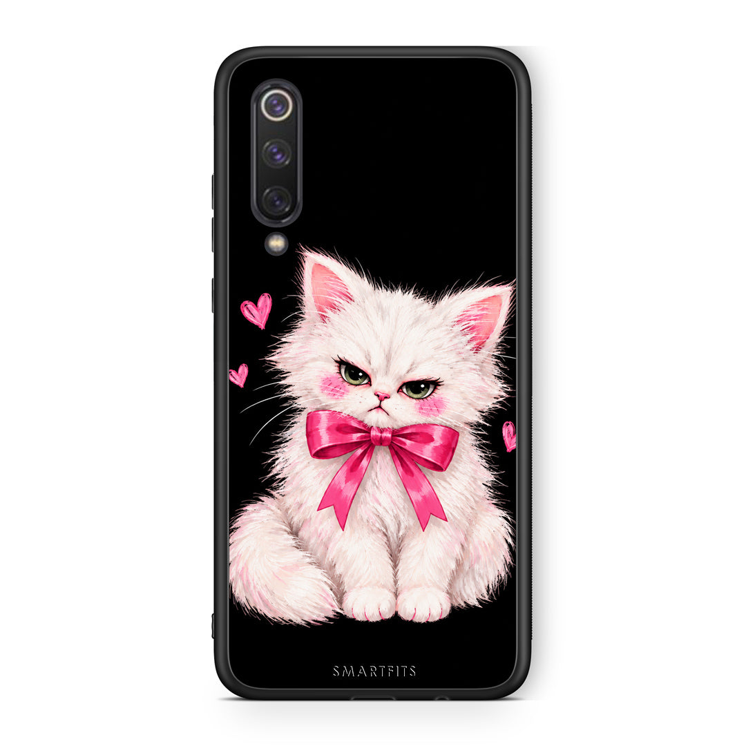 Θήκη Xiaomi Mi 9 SE Grumpy Party Kitten on Black από τη Smartfits με σχέδιο στο πίσω μέρος και μαύρο περίβλημα | Xiaomi Mi 9 SE Grumpy Party Kitten on Black case with colorful back and black bezels