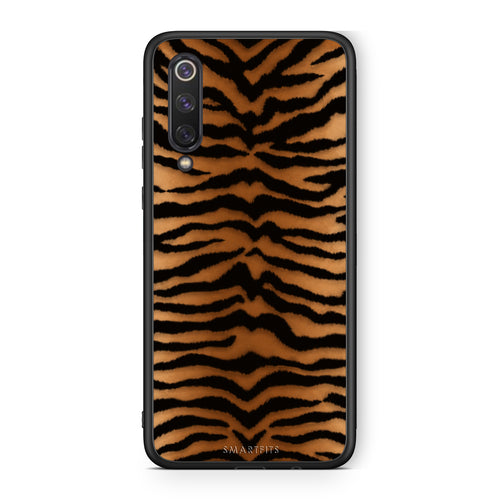 Θήκη Xiaomi Mi 9 SE Tiger Print Orange and Black από τη Smartfits με σχέδιο στο πίσω μέρος και μαύρο περίβλημα | Xiaomi Mi 9 SE Tiger Print Orange and Black case with colorful back and black bezels