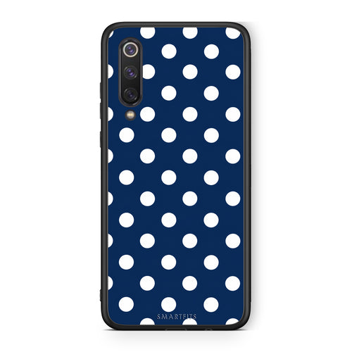 Θήκη Xiaomi Mi 9 SE White Large Polka Dots on Navy από τη Smartfits με σχέδιο στο πίσω μέρος και μαύρο περίβλημα | Xiaomi Mi 9 SE White Large Polka Dots on Navy case with colorful back and black bezels