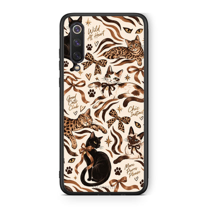 Θήκη Xiaomi Mi 9 SE Wild Cats and Animal Print Collage από τη Smartfits με σχέδιο στο πίσω μέρος και μαύρο περίβλημα | Xiaomi Mi 9 SE Wild Cats and Animal Print Collage case with colorful back and black bezels