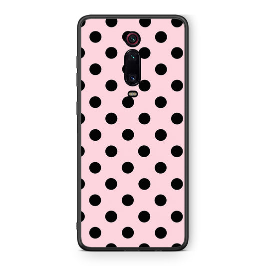 Θήκη Xiaomi Redmi K20 / K20 Pro Black Polka Dots on Pink από τη Smartfits με σχέδιο στο πίσω μέρος και μαύρο περίβλημα | Xiaomi Redmi K20 / K20 Pro Black Polka Dots on Pink case with colorful back and black bezels