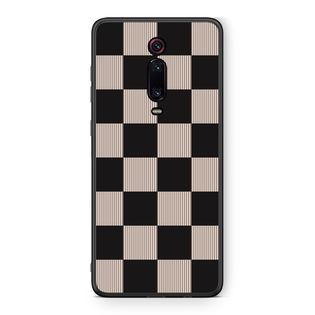 Θήκη Xiaomi Redmi K20 / K20 Pro Black and Taupe Striped Checks από τη Smartfits με σχέδιο στο πίσω μέρος και μαύρο περίβλημα | Xiaomi Redmi K20 / K20 Pro Black and Taupe Striped Checks case with colorful back and black bezels