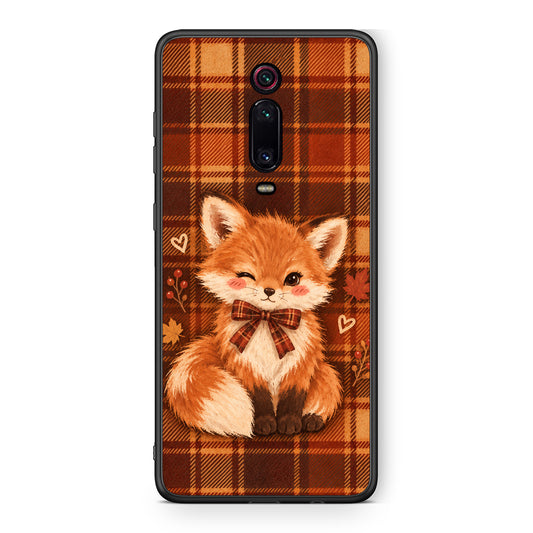 Θήκη Xiaomi Redmi K20 / K20 Pro Fox on Autumn Tartan από τη Smartfits με σχέδιο στο πίσω μέρος και μαύρο περίβλημα | Xiaomi Redmi K20 / K20 Pro Fox on Autumn Tartan case with colorful back and black bezels
