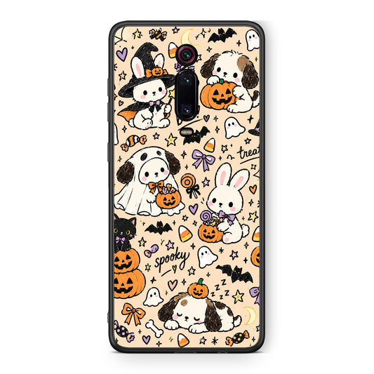 Θήκη Xiaomi Redmi K20 / K20 Pro Halloween Puppies and Friends on Cream από τη Smartfits με σχέδιο στο πίσω μέρος και μαύρο περίβλημα | Xiaomi Redmi K20 / K20 Pro Halloween Puppies and Friends on Cream case with colorful back and black bezels
