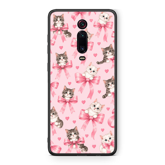 Θήκη Xiaomi Redmi K20 / K20 Pro Kittens and Pink Bows on Pink από τη Smartfits με σχέδιο στο πίσω μέρος και μαύρο περίβλημα | Xiaomi Redmi K20 / K20 Pro Kittens and Pink Bows on Pink case with colorful back and black bezels
