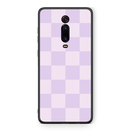 Θήκη Xiaomi Redmi K20 / K20 Pro Lilac and Cream Striped Checks από τη Smartfits με σχέδιο στο πίσω μέρος και μαύρο περίβλημα | Xiaomi Redmi K20 / K20 Pro Lilac and Cream Striped Checks case with colorful back and black bezels
