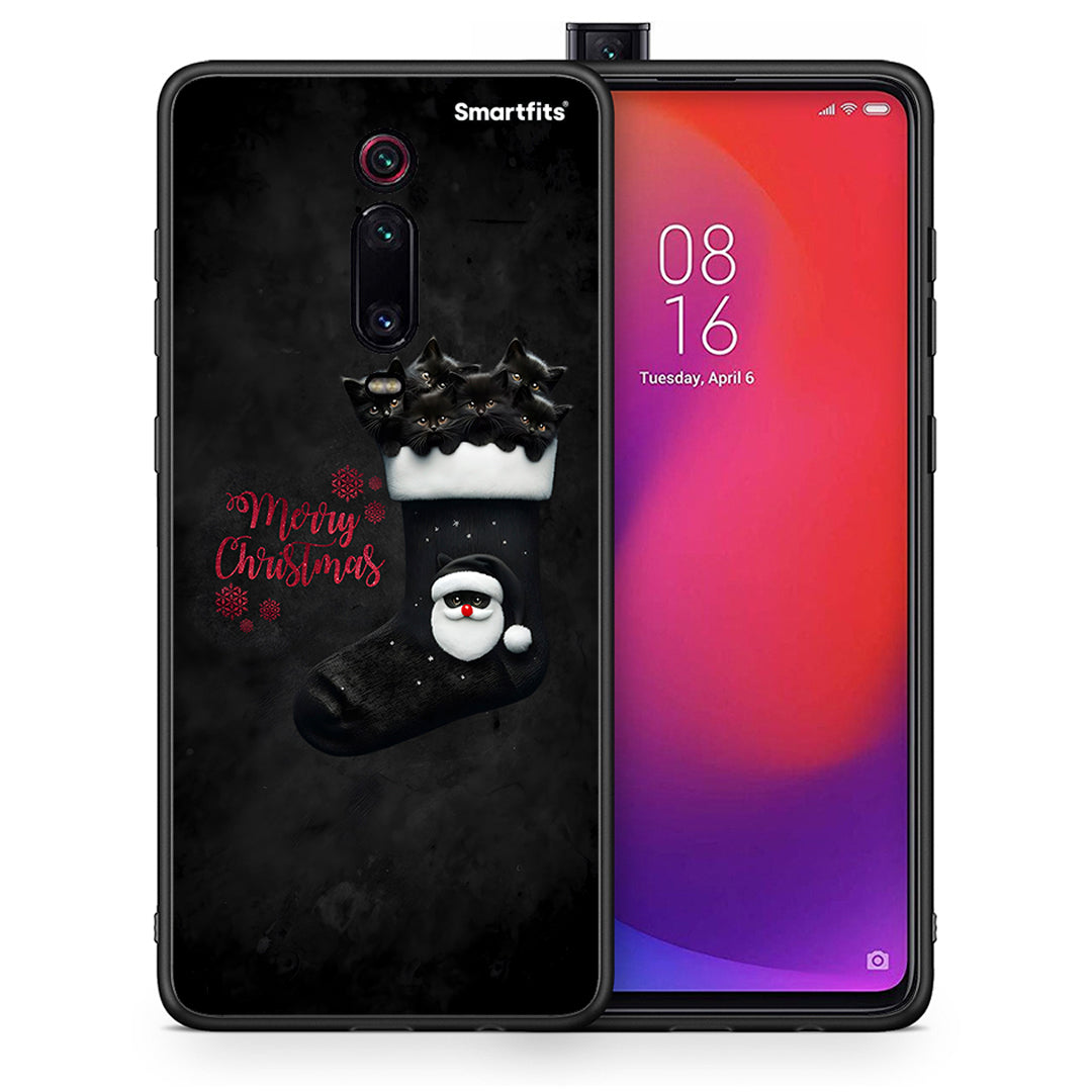 Θήκη Xiaomi Redmi K20/K20 Pro Merry Cat Christmas από τη Smartfits με σχέδιο στο πίσω μέρος και μαύρο περίβλημα | Xiaomi Redmi K20/K20 Pro Merry Cat Christmas case with colorful back and black bezels