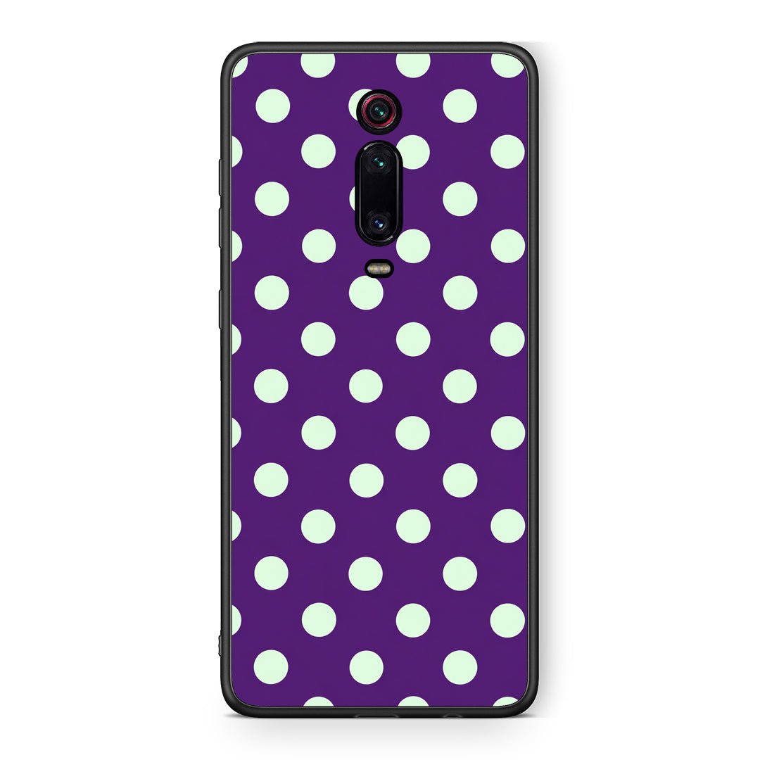Θήκη Xiaomi Redmi K20 / K20 Pro Mint Polka Dots on Purple από τη Smartfits με σχέδιο στο πίσω μέρος και μαύρο περίβλημα | Xiaomi Redmi K20 / K20 Pro Mint Polka Dots on Purple case with colorful back and black bezels