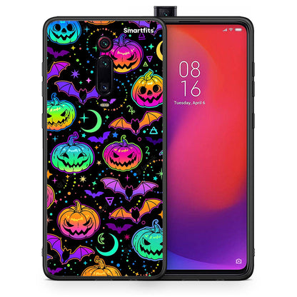 Θήκη Xiaomi Mi 9T Neon Halloween από τη Smartfits με σχέδιο στο πίσω μέρος και μαύρο περίβλημα | Xiaomi Mi 9T Neon Halloween case with colorful back and black bezels