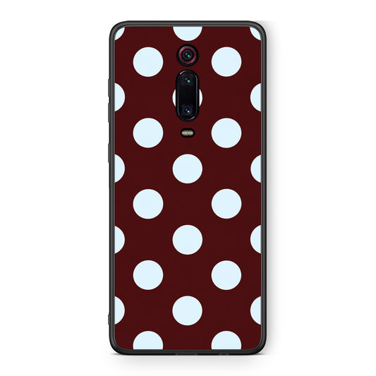 Θήκη Xiaomi Redmi K20 / K20 Pro Pale Blue Large Polka Dots on Burgundy από τη Smartfits με σχέδιο στο πίσω μέρος και μαύρο περίβλημα | Xiaomi Redmi K20 / K20 Pro Pale Blue Large Polka Dots on Burgundy case with colorful back and black bezels