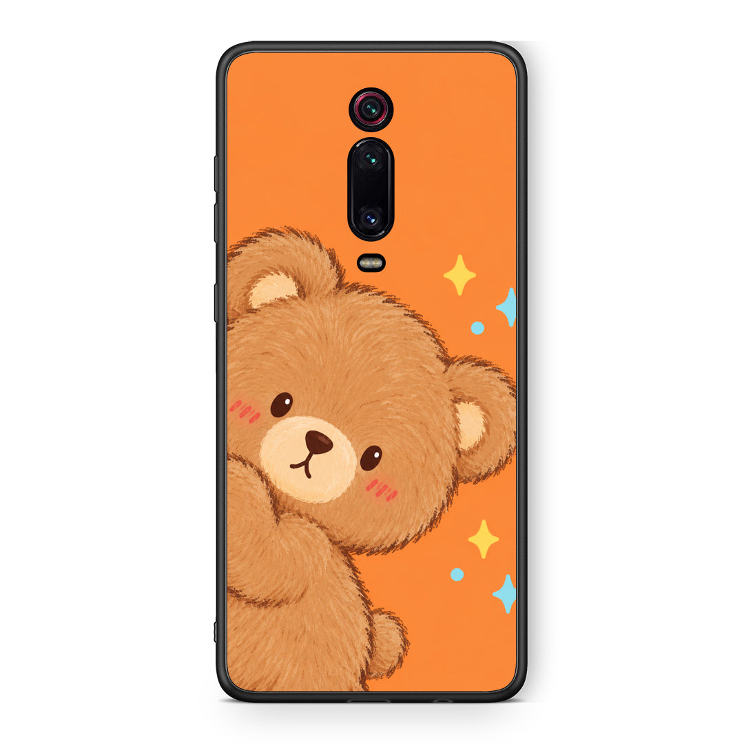 Θήκη Xiaomi Redmi K20 / K20 Pro Peekaboo Teddy on Orange από τη Smartfits με σχέδιο στο πίσω μέρος και μαύρο περίβλημα | Xiaomi Redmi K20 / K20 Pro Peekaboo Teddy on Orange case with colorful back and black bezels
