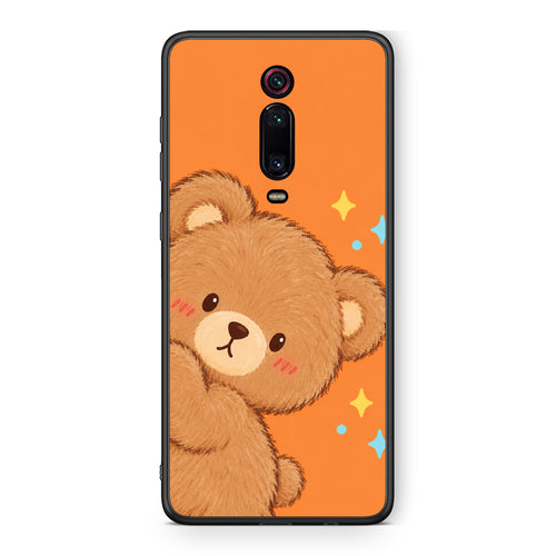 Θήκη Xiaomi Redmi K20 / K20 Pro Peekaboo Teddy on Orange από τη Smartfits με σχέδιο στο πίσω μέρος και μαύρο περίβλημα | Xiaomi Redmi K20 / K20 Pro Peekaboo Teddy on Orange case with colorful back and black bezels
