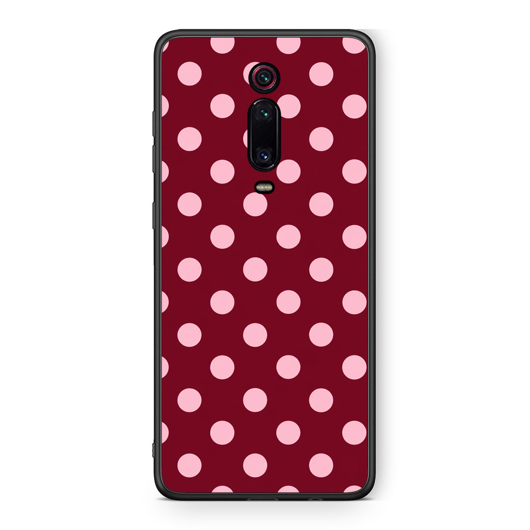 Θήκη Xiaomi Redmi K20 / K20 Pro Pink Polka Dots on Burgundy από τη Smartfits με σχέδιο στο πίσω μέρος και μαύρο περίβλημα | Xiaomi Redmi K20 / K20 Pro Pink Polka Dots on Burgundy case with colorful back and black bezels