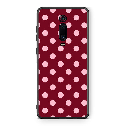 Θήκη Xiaomi Redmi K20 / K20 Pro Pink Polka Dots on Burgundy από τη Smartfits με σχέδιο στο πίσω μέρος και μαύρο περίβλημα | Xiaomi Redmi K20 / K20 Pro Pink Polka Dots on Burgundy case with colorful back and black bezels