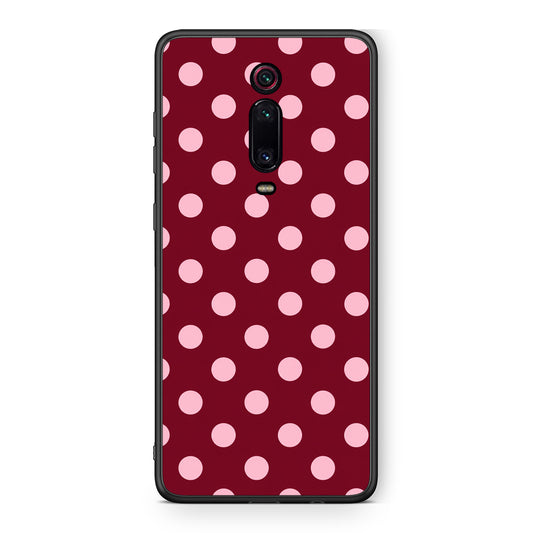 Θήκη Xiaomi Redmi K20 / K20 Pro Pink Polka Dots on Burgundy από τη Smartfits με σχέδιο στο πίσω μέρος και μαύρο περίβλημα | Xiaomi Redmi K20 / K20 Pro Pink Polka Dots on Burgundy case with colorful back and black bezels