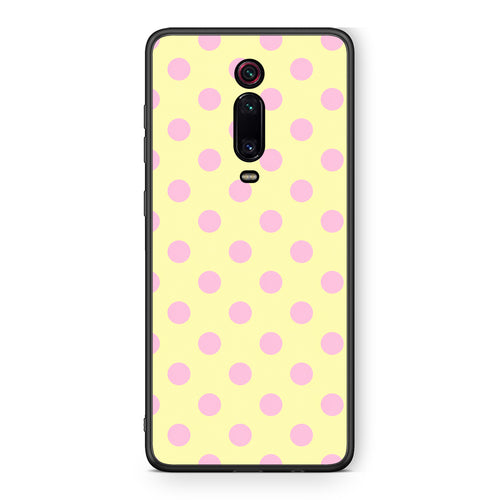 Θήκη Xiaomi Redmi K20 / K20 Pro Pink Polka Dots on Yellow από τη Smartfits με σχέδιο στο πίσω μέρος και μαύρο περίβλημα | Xiaomi Redmi K20 / K20 Pro Pink Polka Dots on Yellow case with colorful back and black bezels