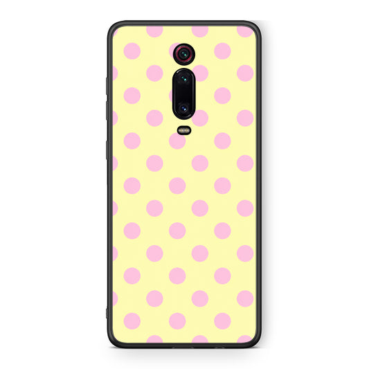 Θήκη Xiaomi Redmi K20 / K20 Pro Pink Polka Dots on Yellow από τη Smartfits με σχέδιο στο πίσω μέρος και μαύρο περίβλημα | Xiaomi Redmi K20 / K20 Pro Pink Polka Dots on Yellow case with colorful back and black bezels