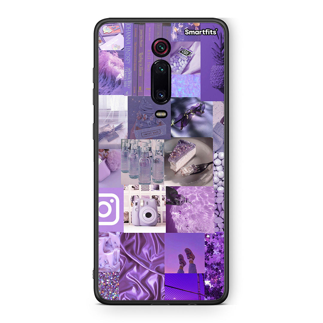 Xiaomi Mi 9T Purple Aesthetic Collage θήκη από τη Smartfits με σχέδιο στο πίσω μέρος και μαύρο περίβλημα | Smartphone case with colorful back and black bezels by Smartfits