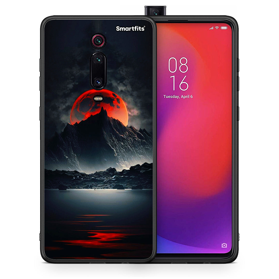 Θήκη Xiaomi Mi 9T Red Full Moon από τη Smartfits με σχέδιο στο πίσω μέρος και μαύρο περίβλημα | Xiaomi Mi 9T Red Full Moon case with colorful back and black bezels