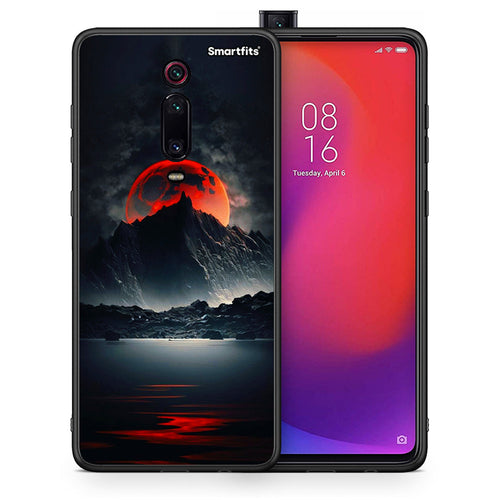 Θήκη Xiaomi Mi 9T Red Full Moon από τη Smartfits με σχέδιο στο πίσω μέρος και μαύρο περίβλημα | Xiaomi Mi 9T Red Full Moon case with colorful back and black bezels