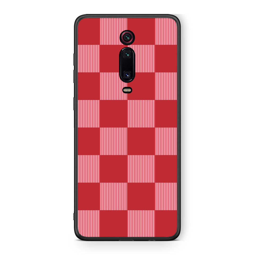 Θήκη Xiaomi Redmi K20 / K20 Pro Red and Pink Striped Checks από τη Smartfits με σχέδιο στο πίσω μέρος και μαύρο περίβλημα | Xiaomi Redmi K20 / K20 Pro Red and Pink Striped Checks case with colorful back and black bezels