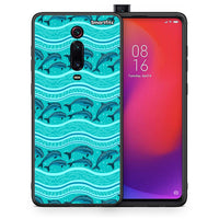 Thumbnail for Θήκη Xiaomi Mi 9T Swimming Dolphins από τη Smartfits με σχέδιο στο πίσω μέρος και μαύρο περίβλημα | Xiaomi Mi 9T Swimming Dolphins case with colorful back and black bezels