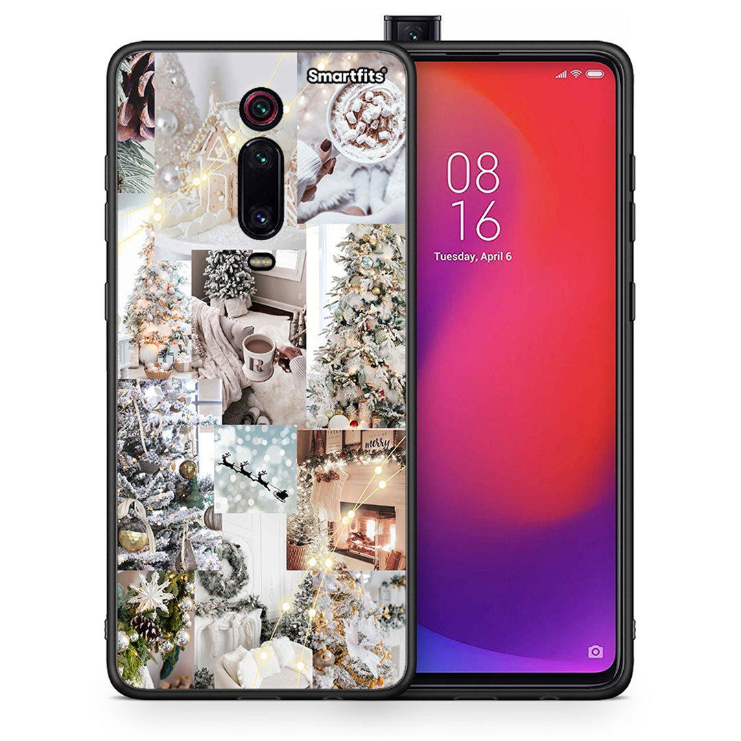 Θήκη Xiaomi Redmi K20/K20 Pro White Christmas από τη Smartfits με σχέδιο στο πίσω μέρος και μαύρο περίβλημα | Xiaomi Redmi K20/K20 Pro White Christmas case with colorful back and black bezels