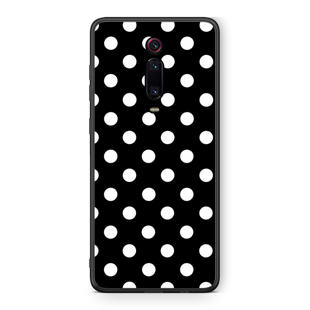 Θήκη Xiaomi Redmi K20 / K20 Pro White Polka Dots on Black από τη Smartfits με σχέδιο στο πίσω μέρος και μαύρο περίβλημα | Xiaomi Redmi K20 / K20 Pro White Polka Dots on Black case with colorful back and black bezels