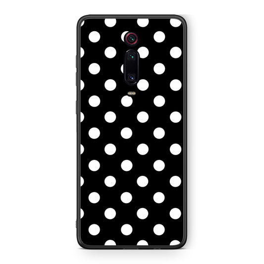 Θήκη Xiaomi Redmi K20 / K20 Pro White Polka Dots on Black από τη Smartfits με σχέδιο στο πίσω μέρος και μαύρο περίβλημα | Xiaomi Redmi K20 / K20 Pro White Polka Dots on Black case with colorful back and black bezels