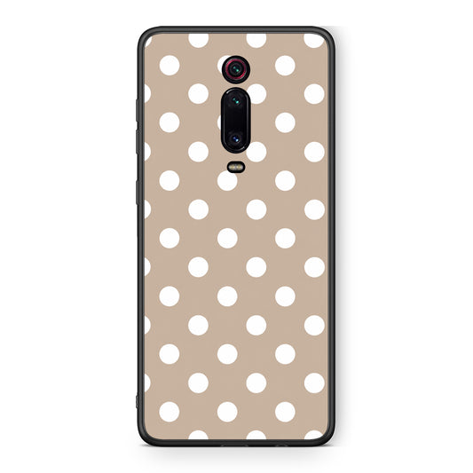 Θήκη Xiaomi Redmi K20 / K20 Pro White Polka Dots on Taupe από τη Smartfits με σχέδιο στο πίσω μέρος και μαύρο περίβλημα | Xiaomi Redmi K20 / K20 Pro White Polka Dots on Taupe case with colorful back and black bezels