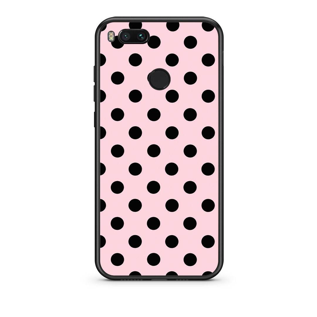 Θήκη Xiaomi Mi A1 Black Polka Dots on Pink από τη Smartfits με σχέδιο στο πίσω μέρος και μαύρο περίβλημα | Xiaomi Mi A1 Black Polka Dots on Pink case with colorful back and black bezels