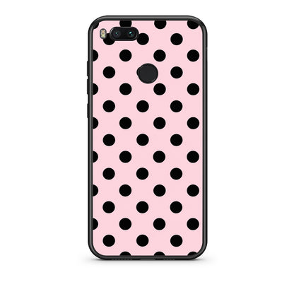 Θήκη Xiaomi Mi A1 Black Polka Dots on Pink από τη Smartfits με σχέδιο στο πίσω μέρος και μαύρο περίβλημα | Xiaomi Mi A1 Black Polka Dots on Pink case with colorful back and black bezels