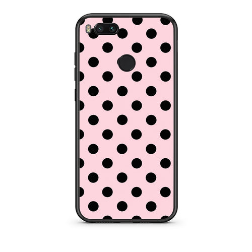 Θήκη Xiaomi Mi A1 Black Polka Dots on Pink από τη Smartfits με σχέδιο στο πίσω μέρος και μαύρο περίβλημα | Xiaomi Mi A1 Black Polka Dots on Pink case with colorful back and black bezels
