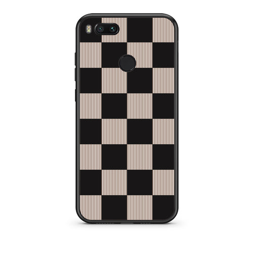 Θήκη Xiaomi Mi A1 Black and Taupe Striped Checks από τη Smartfits με σχέδιο στο πίσω μέρος και μαύρο περίβλημα | Xiaomi Mi A1 Black and Taupe Striped Checks case with colorful back and black bezels