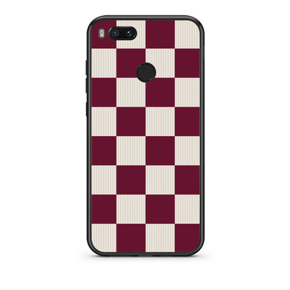 Θήκη Xiaomi Mi A1 Burgundy and Cream Striped Checks από τη Smartfits με σχέδιο στο πίσω μέρος και μαύρο περίβλημα | Xiaomi Mi A1 Burgundy and Cream Striped Checks case with colorful back and black bezels