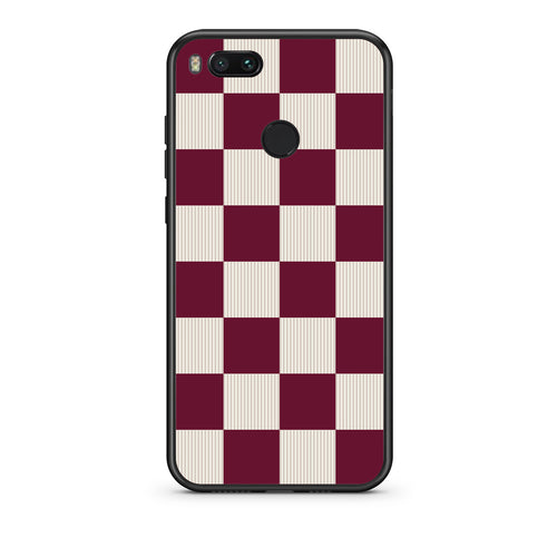 Θήκη Xiaomi Mi A1 Burgundy and Cream Striped Checks από τη Smartfits με σχέδιο στο πίσω μέρος και μαύρο περίβλημα | Xiaomi Mi A1 Burgundy and Cream Striped Checks case with colorful back and black bezels