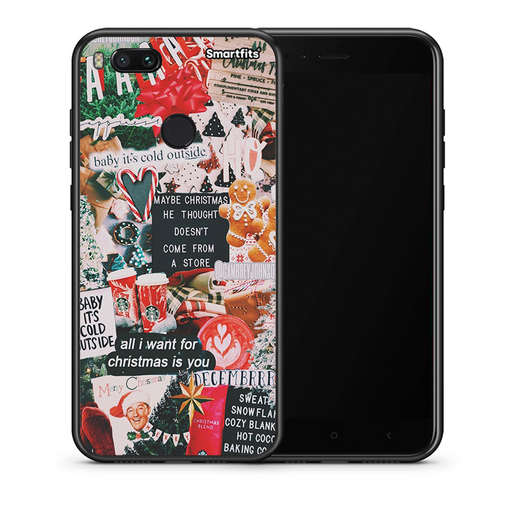 Θήκη Xiaomi Mi A1 Christmas Happiness από τη Smartfits με σχέδιο στο πίσω μέρος και μαύρο περίβλημα | Xiaomi Mi A1 Christmas Happiness case with colorful back and black bezels