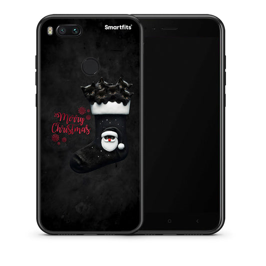 Θήκη Xiaomi Mi A1 Merry Cat Christmas από τη Smartfits με σχέδιο στο πίσω μέρος και μαύρο περίβλημα | Xiaomi Mi A1 Merry Cat Christmas case with colorful back and black bezels