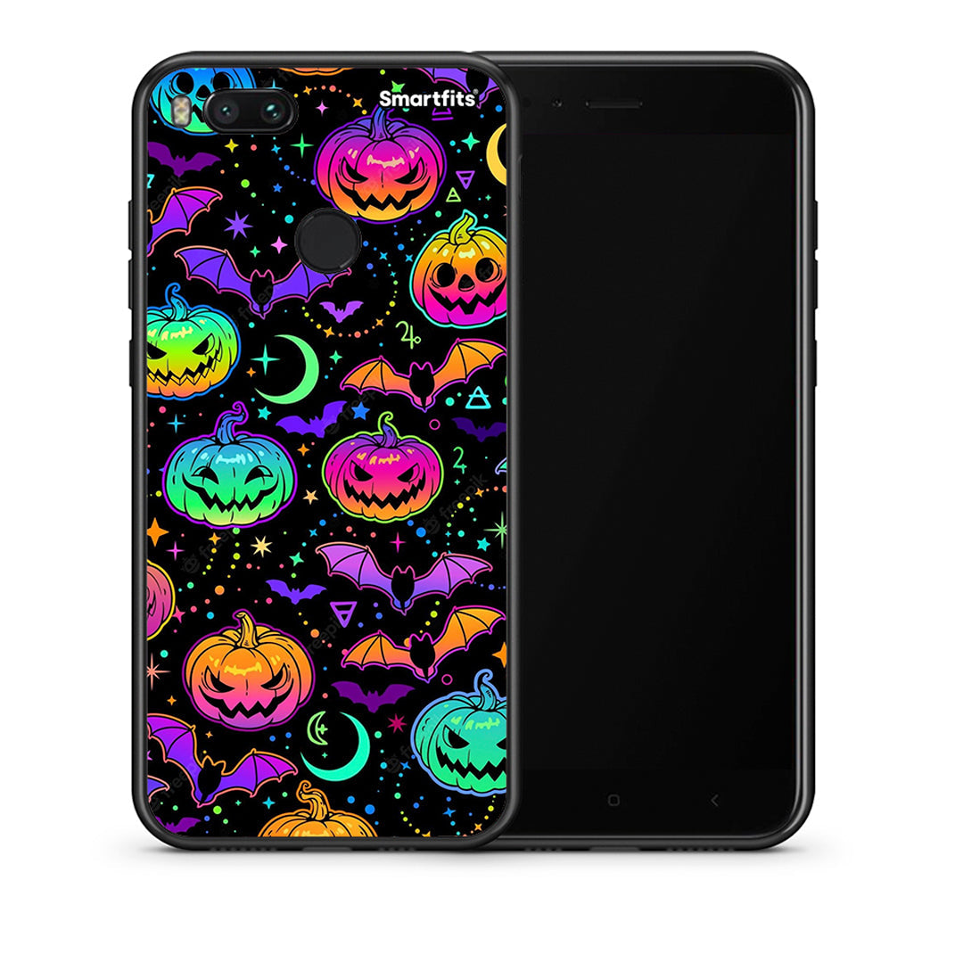 Θήκη Xiaomi Mi A1 Neon Halloween από τη Smartfits με σχέδιο στο πίσω μέρος και μαύρο περίβλημα | Xiaomi Mi A1 Neon Halloween case with colorful back and black bezels