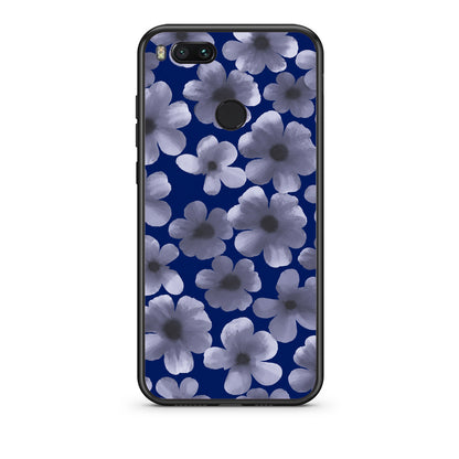Θήκη Xiaomi Mi A1 Pale Blue Flowers on Navy από τη Smartfits με σχέδιο στο πίσω μέρος και μαύρο περίβλημα | Xiaomi Mi A1 Pale Blue Flowers on Navy case with colorful back and black bezels