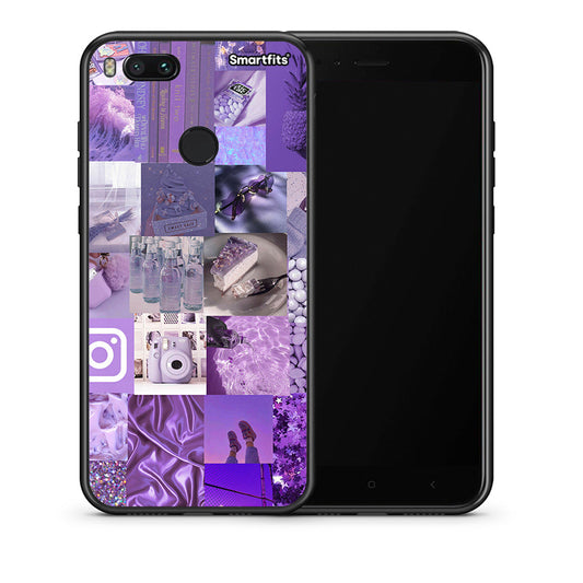 Θήκη Xiaomi Mi A1 Purple Aesthetic Collage από τη Smartfits με σχέδιο στο πίσω μέρος και μαύρο περίβλημα | Xiaomi Mi A1 Purple Aesthetic Collage case with colorful back and black bezels