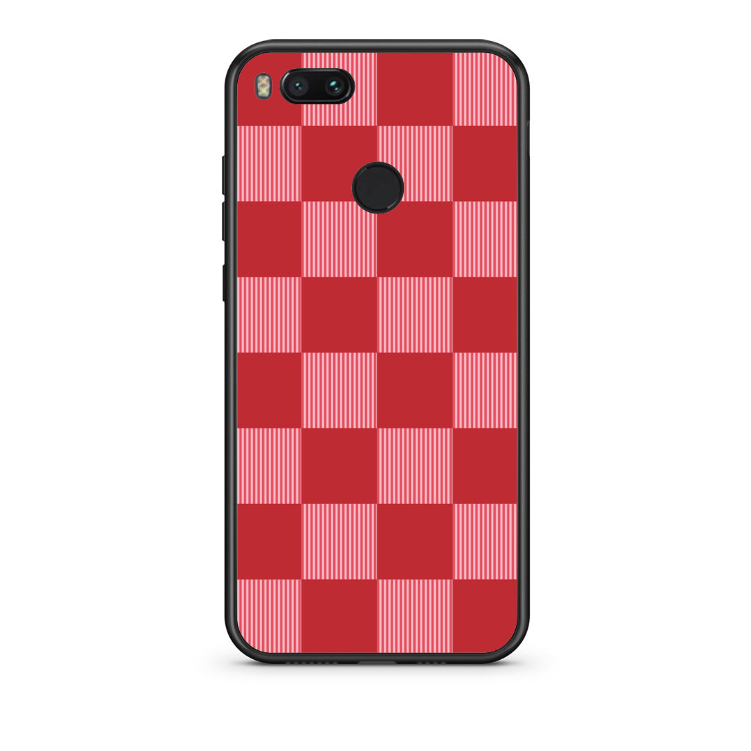 Θήκη Xiaomi Mi A1 Red and Pink Striped Checks από τη Smartfits με σχέδιο στο πίσω μέρος και μαύρο περίβλημα | Xiaomi Mi A1 Red and Pink Striped Checks case with colorful back and black bezels