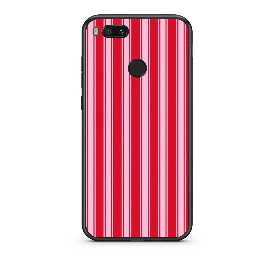 Θήκη Xiaomi Mi A1 Red and Pink Vertical Pinstripes από τη Smartfits με σχέδιο στο πίσω μέρος και μαύρο περίβλημα | Xiaomi Mi A1 Red and Pink Vertical Pinstripes case with colorful back and black bezels