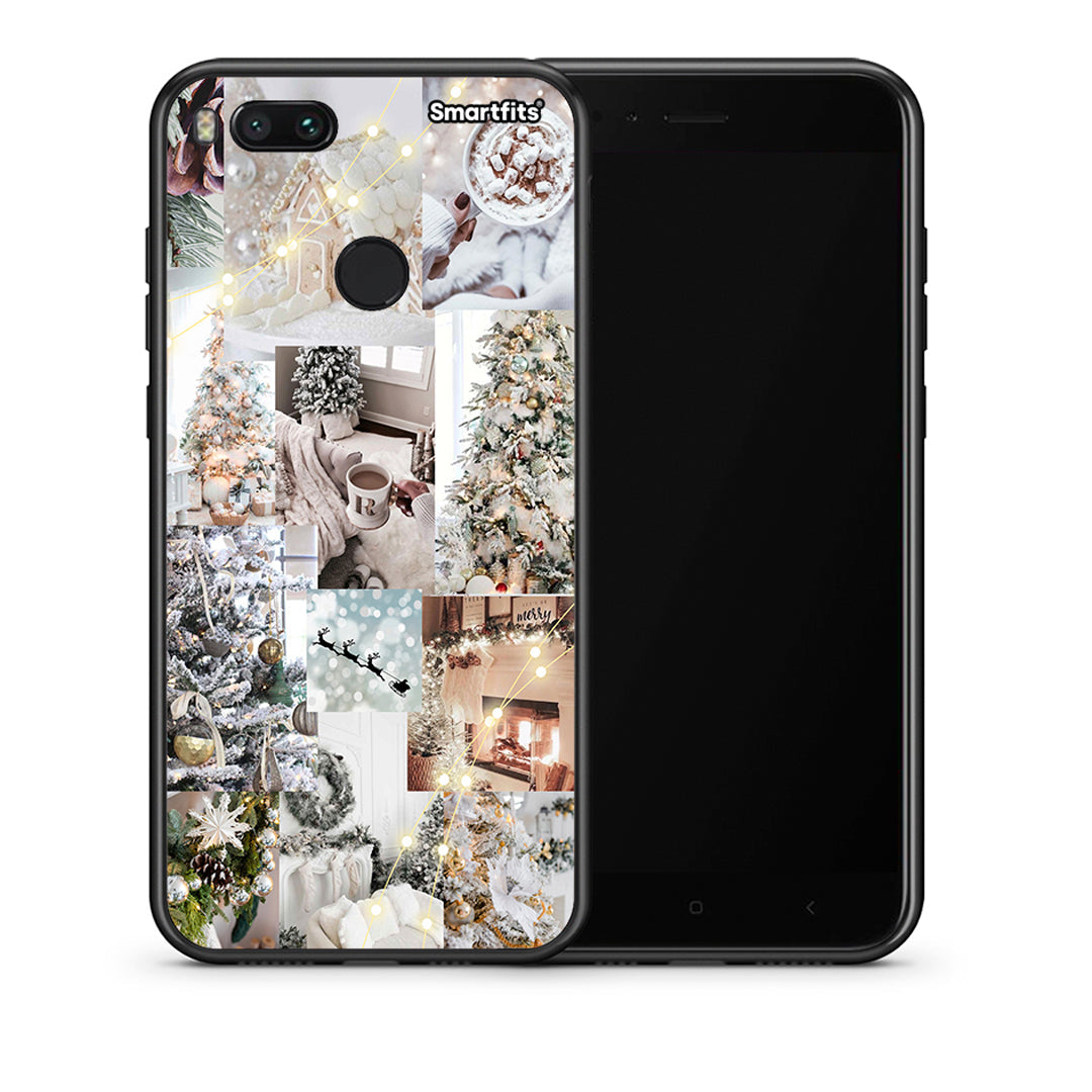 Θήκη Xiaomi Mi A1 White Christmas από τη Smartfits με σχέδιο στο πίσω μέρος και μαύρο περίβλημα | Xiaomi Mi A1 White Christmas case with colorful back and black bezels