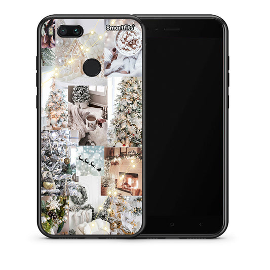 Θήκη Xiaomi Mi A1 White Christmas από τη Smartfits με σχέδιο στο πίσω μέρος και μαύρο περίβλημα | Xiaomi Mi A1 White Christmas case with colorful back and black bezels