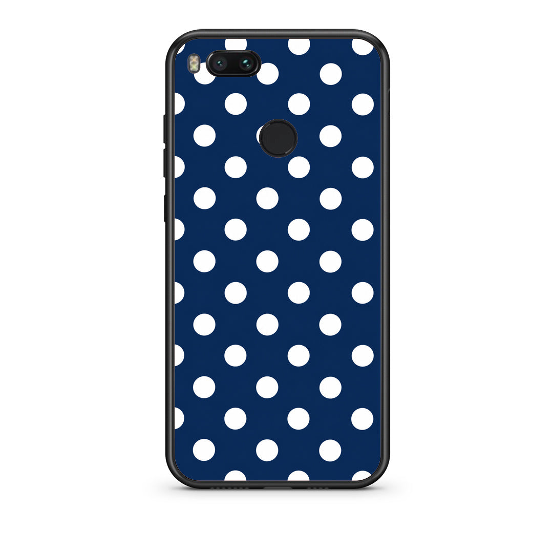 Θήκη Xiaomi Mi A1 White Large Polka Dots on Navy από τη Smartfits με σχέδιο στο πίσω μέρος και μαύρο περίβλημα | Xiaomi Mi A1 White Large Polka Dots on Navy case with colorful back and black bezels