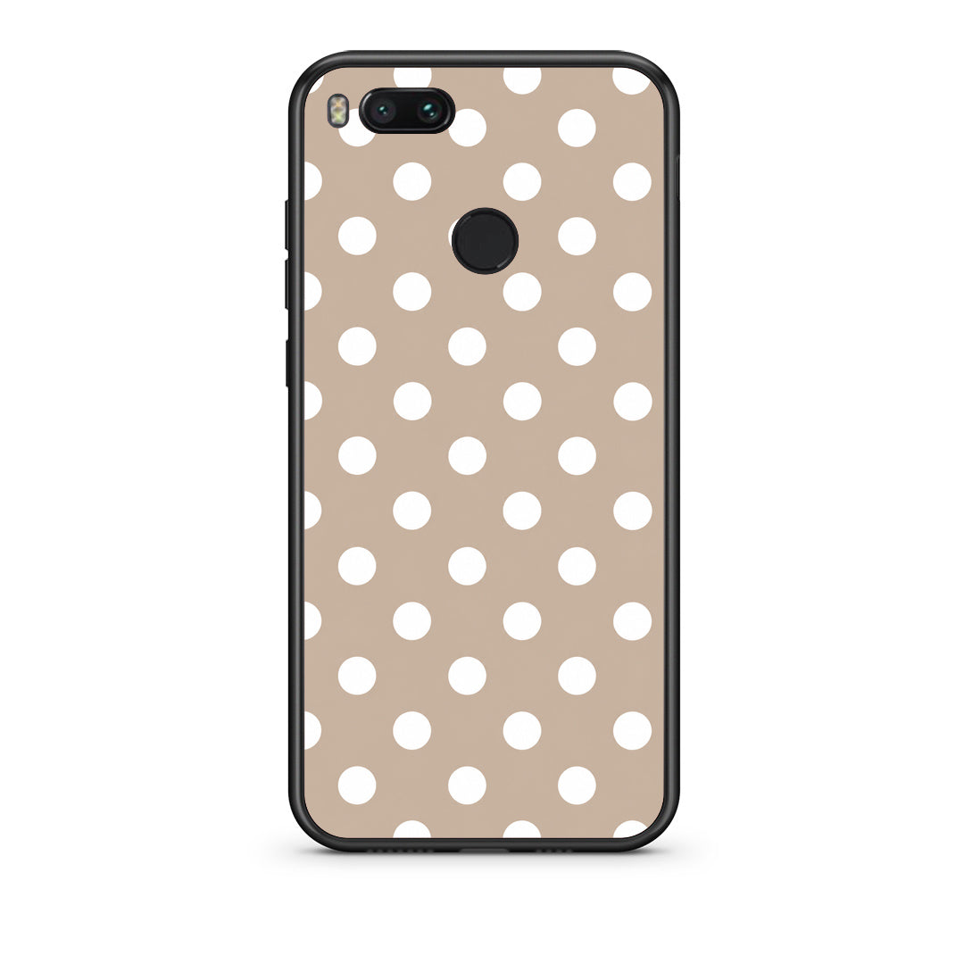 Θήκη Xiaomi Mi A1 White Polka Dots on Taupe από τη Smartfits με σχέδιο στο πίσω μέρος και μαύρο περίβλημα | Xiaomi Mi A1 White Polka Dots on Taupe case with colorful back and black bezels