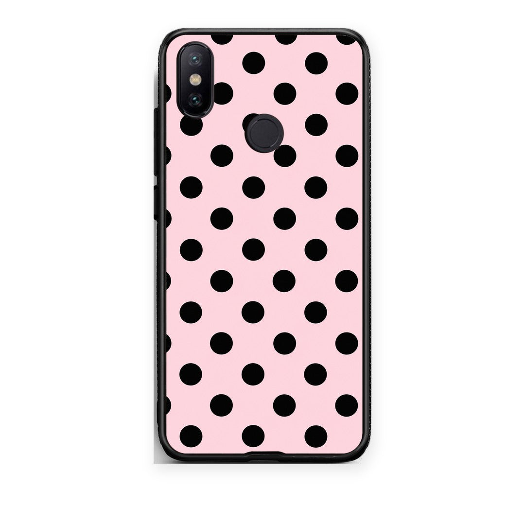 Θήκη Xiaomi Mi A2 Black Polka Dots on Pink από τη Smartfits με σχέδιο στο πίσω μέρος και μαύρο περίβλημα | Xiaomi Mi A2 Black Polka Dots on Pink case with colorful back and black bezels